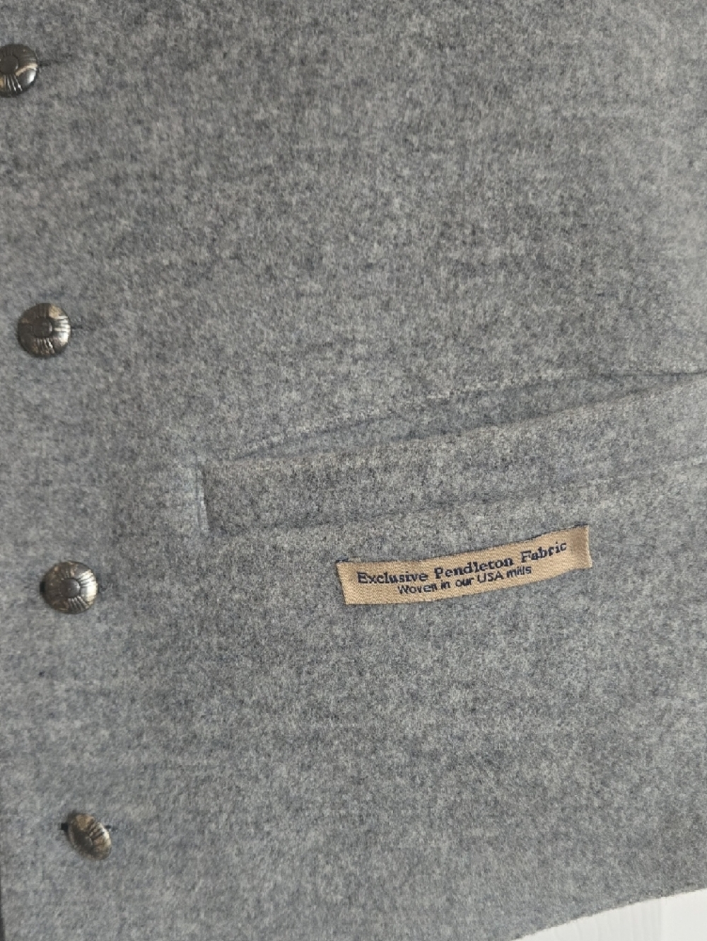 Pendleton Gray Wool Button-Front Vest - Picture 3 of 6
